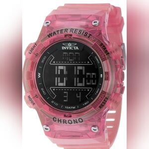 New Invicta Men's Watch Invicta Racing Chrono Digital Dial Pink Case Strap 49047